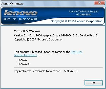 Windows Lenovo Xp SP3 7 Style