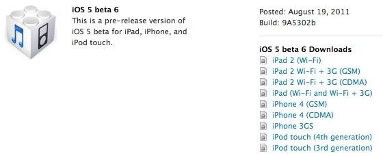Apple iOS 5 Beta 6 (Iphone, Ipad, Ipod) Apple iOS 5 Beta 6 (Iphone, Ipad, Ipod)