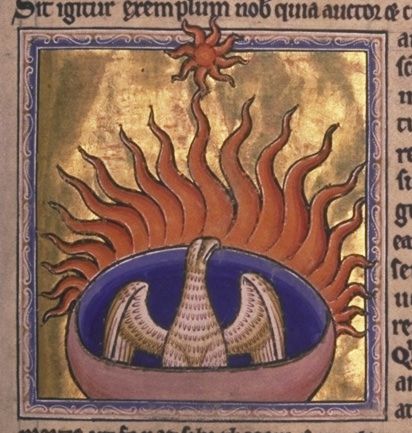 phoenix bird alchemy fire amulet transformation spirit creature
