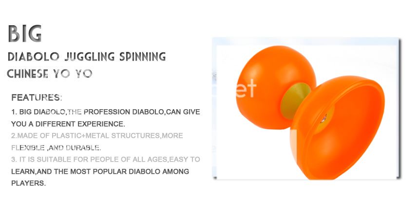 Big Bowl Diabolo Chinese Yo Yo Juggling Spinning Orange