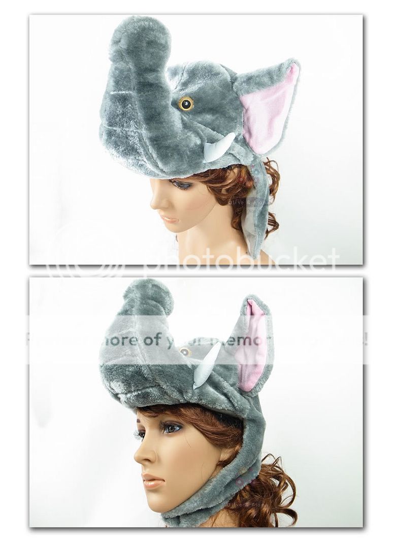 Cartoon Animal Elephant Fluffy Plush Hat Cap Costume  