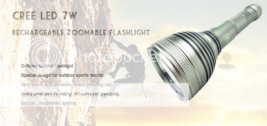 CREE Q4 Led Flashlight Silver Pocket Rechargeable Torch Bicycle light 